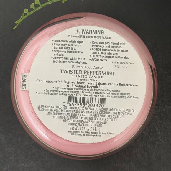 BBW Twisted Peppermint Bath & Body Works 3 Wick Candle - Picture 10 of 10